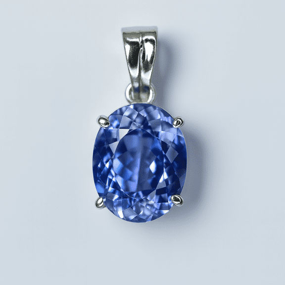 Blue Sapphire Certifiednatural Pendant 925 Sterling Silver, 16 Carat, Oval Cut for Jewelry Making