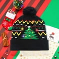thumbnail image 6 of Beautynvta LED Christmas Hat, Light Up Unisex Pattern Knitted Beanie Holiday Hat with Pom Poms, Colorful Flashing Cap Winter Warm Snow Hat for Holiday Xmas Christmas Party Supplies, 6 of 6