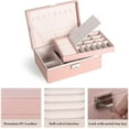 thumbnail image 4 of Travel Jewelry Organizer Box | Travel Jewelry Case Large Jewelry Boxes for Women | Jewelry Travel Organizer, PU Leather Jewelry Travel Case for Women | Earring Organizer with Lock - Pink, 4 of 7