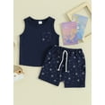 thumbnail image 2 of Suealasg Toddler Baby Boys 4th of July Outfits Set Short Sleeve Stars Print Tank Tops +Elastic Waist Shorts 2Pcs Kids Boys Summer Independence Day Clothes, 2 of 9