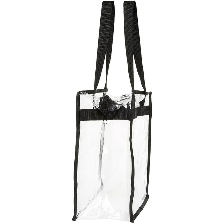 Saintrygo 20 Pack Clear Tote Bags 12 x 12 x 6, PVC Plastic Tote Bag With  Handles for Work Beach Lunch Sports, Concerts (Black)