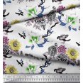 thumbnail image 2 of Soimoi Yellow Polyester Crepe Fabric Bird,Leaves & Floral Print Sewing Fabric BTY 42 Inch Wide, 2 of 3