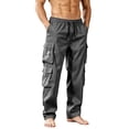 thumbnail image 2 of WIZUTIZ Men's Workwear Pants Heavy Duty Multi-Pocket Ripstop Canvas Straight Leg Reinforced Stitching Belt Loops Trousers Mid Rise Relaxed Fit Casual Outdoor Mechanic Carpenter Trousers, 2 of 5