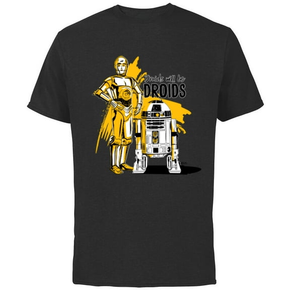 Star Wars C-3PO & R2-D2 Droids Will Be Droids - Short Sleeve Cotton T-Shirt for Adults - Customized-Black