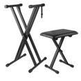 thumbnail image 1 of Bazayona Keyboard Stand & Bench, Double X Adjustable, 7 Heights, Steel & PU Leather, Electronic Keyboard Stands, 1 of 7