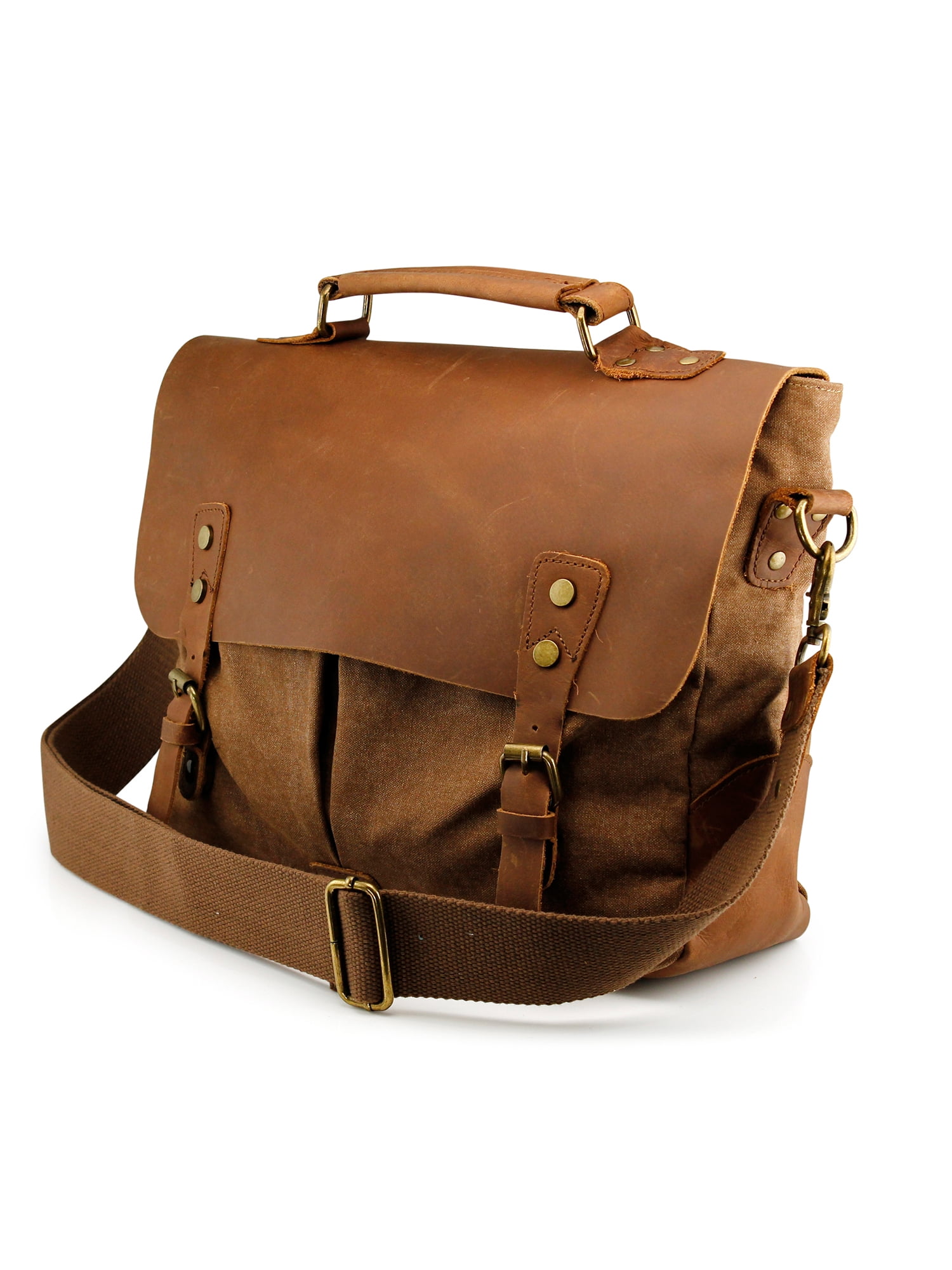 Mens Genuine Leather Vintage Laptop Shoulder Briefcase Messenger Bag Satchel NEW 