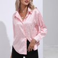 thumbnail image 4 of SXcggal Women's Fashion Casual Leopard Print Color Ding Shirt Women's Satin Imitation Silk Drape Long Sleeve Shirt Comfortable Casual Elegan Fashionable Women's T Shirts, 4 of 6