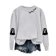 thumbnail image 4 of Jkety Halloween Tee Shirts for Women Sweatshirts Halloween Ghost Sweatshirt Women - Halloween Graphic Crewneck Tops Casual Sweater(Light Gray,L), 4 of 5