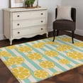 thumbnail image 3 of Yellow Lemon 4x6 Area Rugs for Living Room, Teal Stripes Linen Background Non Slip Floor Mat Washable Low-Profile Indoor Carpet for Bedroom, Dining Room, Bathroom, 3 of 9