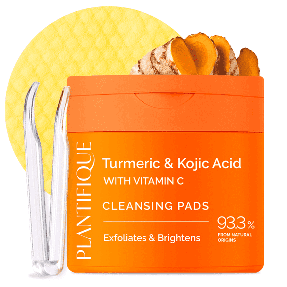 Plantifique Kojic Acid and Turmeric Cleansing Pads, 60 Exfoliating Facial Pads