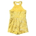 thumbnail image 5 of Yartina Little Kids Big Girls Sequins Halter Neck Romper Leotard Backless Pageant Birthday Ball Prom Gold 8, 5 of 7