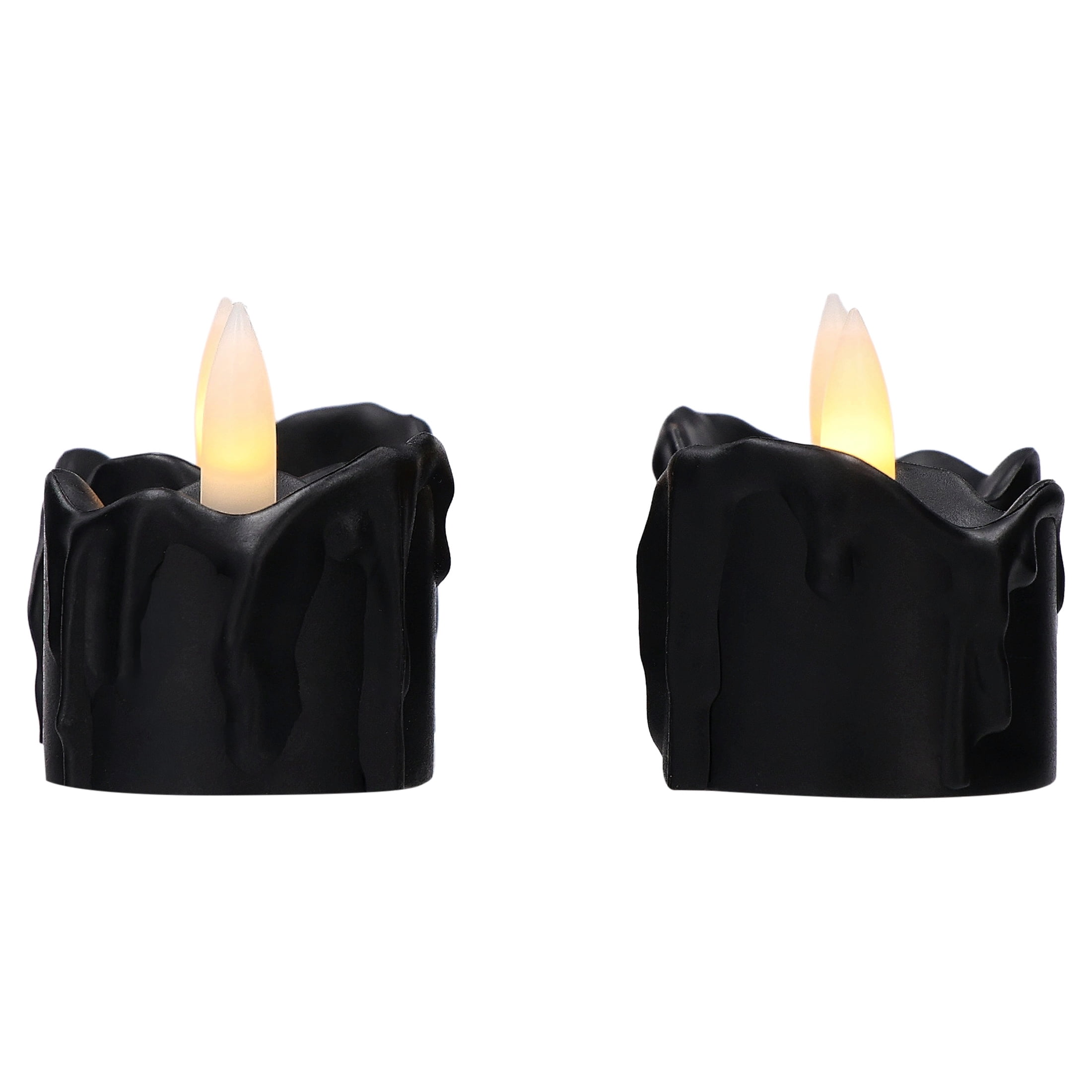 Battery-Operated LED Flickering Votives, Black, 4 Count, Halloween by Way To Celebrate