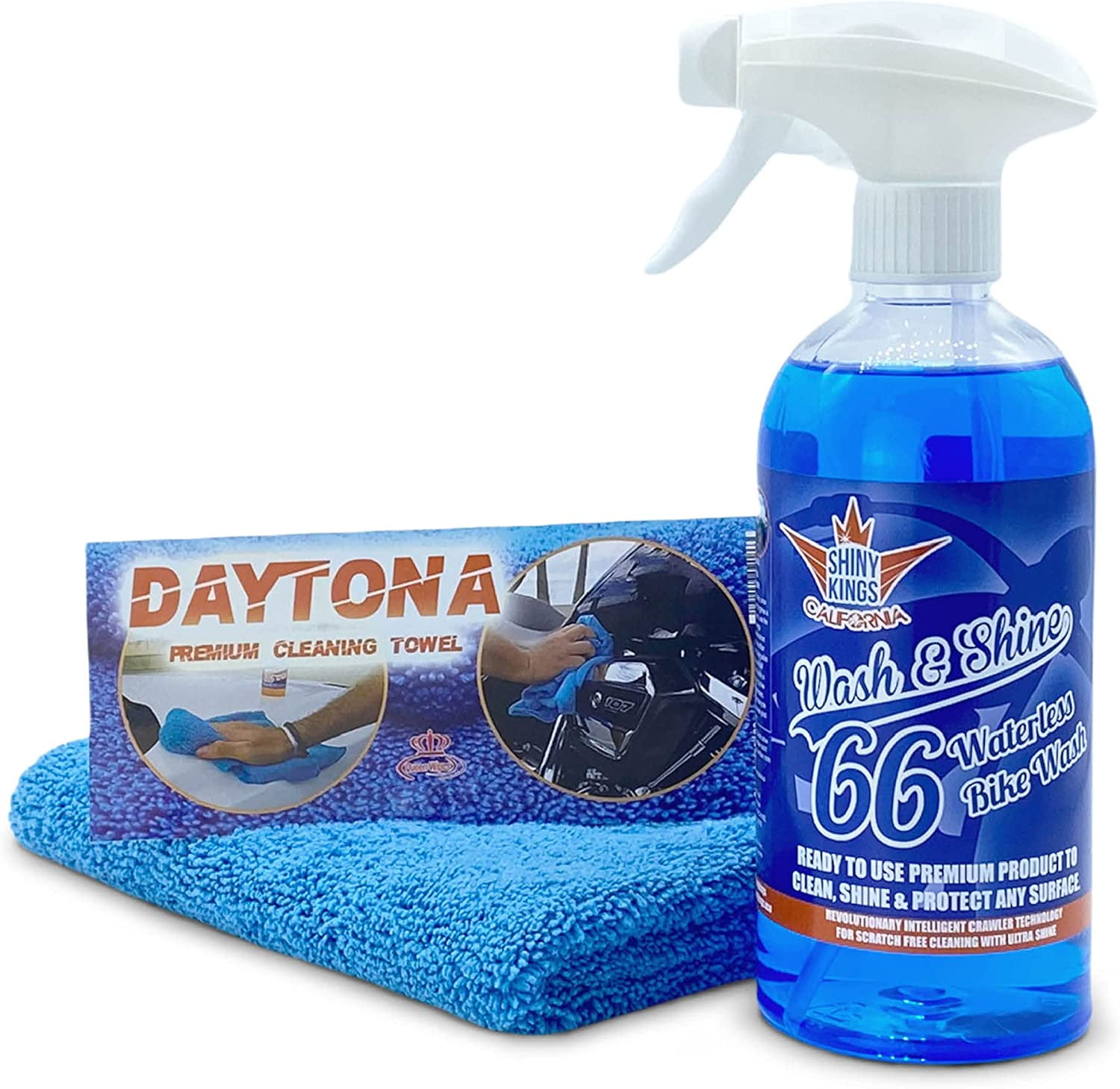 Shinykings Wash&Shine 66 WATERLESS Motorcycle cleaner as Cleaning Kit 16.9 fl.oz with Premium