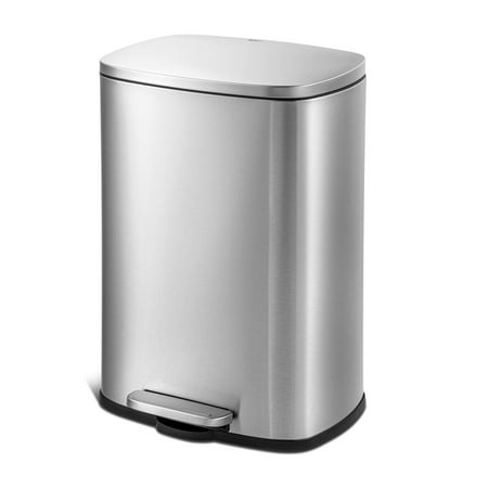 Qualiazero Trash Can 13.2 gallon Stainless Steel Step On Kitchen Garbage Can