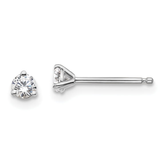 14k White Gold 1/5 carat total weight Round SI1/SI2 G H I Lab Grown Diamond 3 Prong Stud Post Earrings 14k White Gold Earrings