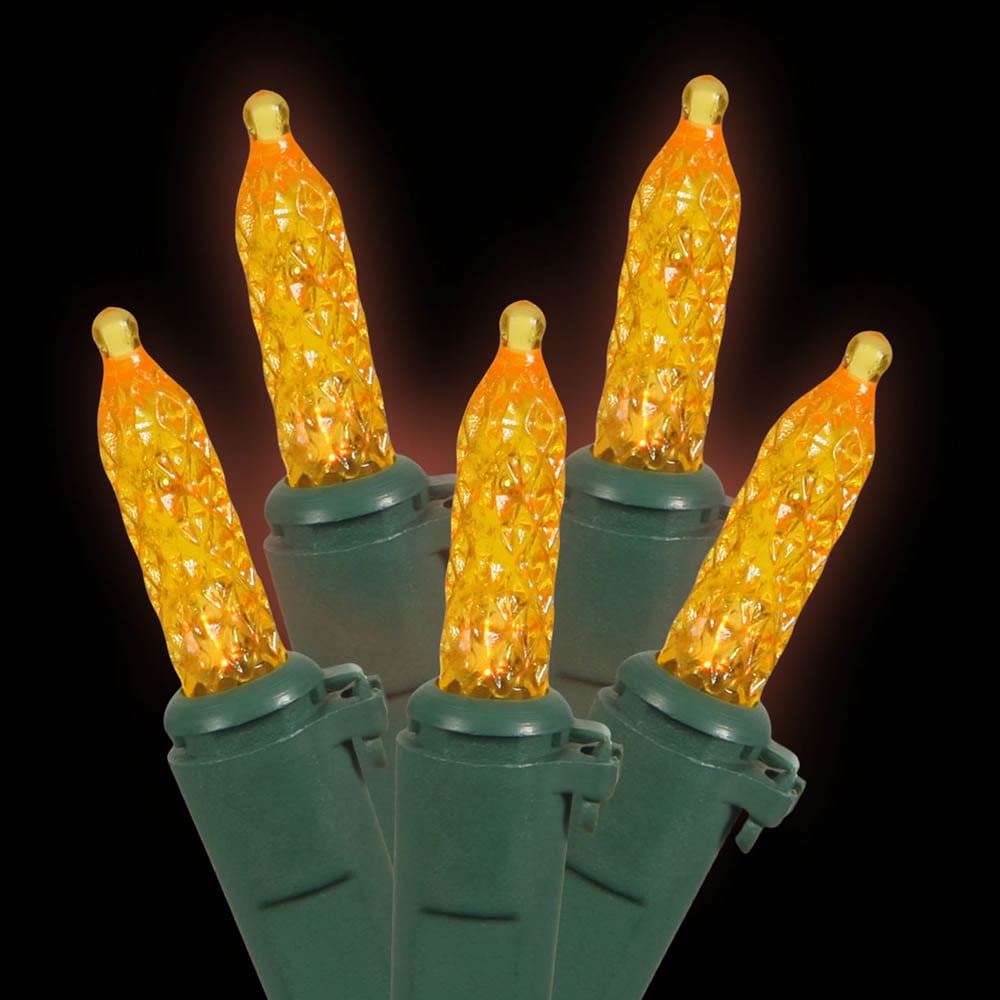 50 Amber LED Italian Lights / Green Wire 23Ft. Christmas Set Walmart