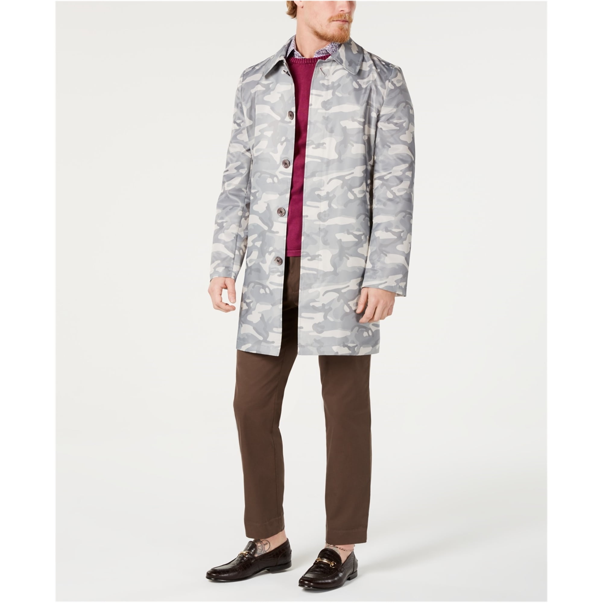 Tallia Mens Camo Raincoat, Grey, X 