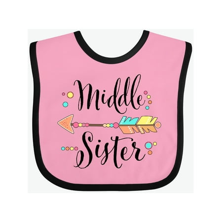 

Inktastic Middle Sister- dots and arrow Gift Baby Girl Bib