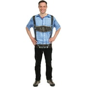 Oktoberfest Costume Lederhosen Realistic Faux Blue Shirt