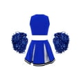 thumbnail image 2 of Linjinx Girls Cheer Leader Cheerleading Uniform Festival Birthday Party Outfit V Neck Top Royal Blue 8, 2 of 6