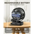 thumbnail image 6 of FrSara Portable Clip on Fan Battery Operated,3 Speed Quiet Rechargeable Mini Table Fan, Quiet,high air volume, 360 degree free rotation,Mini Desk Fan, Stroller Fan-Black, 6 of 6
