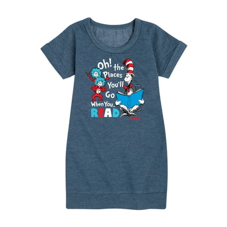 

Dr. Seuss - Oh Places Youll Go When You Read - Toddler And Youth Girls Fleece Dress