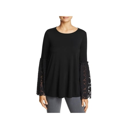 Embroidered Leather Jersey - Three Dots Womens Refined Jersey Embroidered Pullover Top