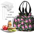 thumbnail image 4 of Pioneer Flower Floral Print Pattern Drawstring Lunch Bag Women - Drawstring Lunch Bag Insulated for Work Office - Stain-Resistant Large Lunchbags for Women with Multi-Pockets, 4 of 6