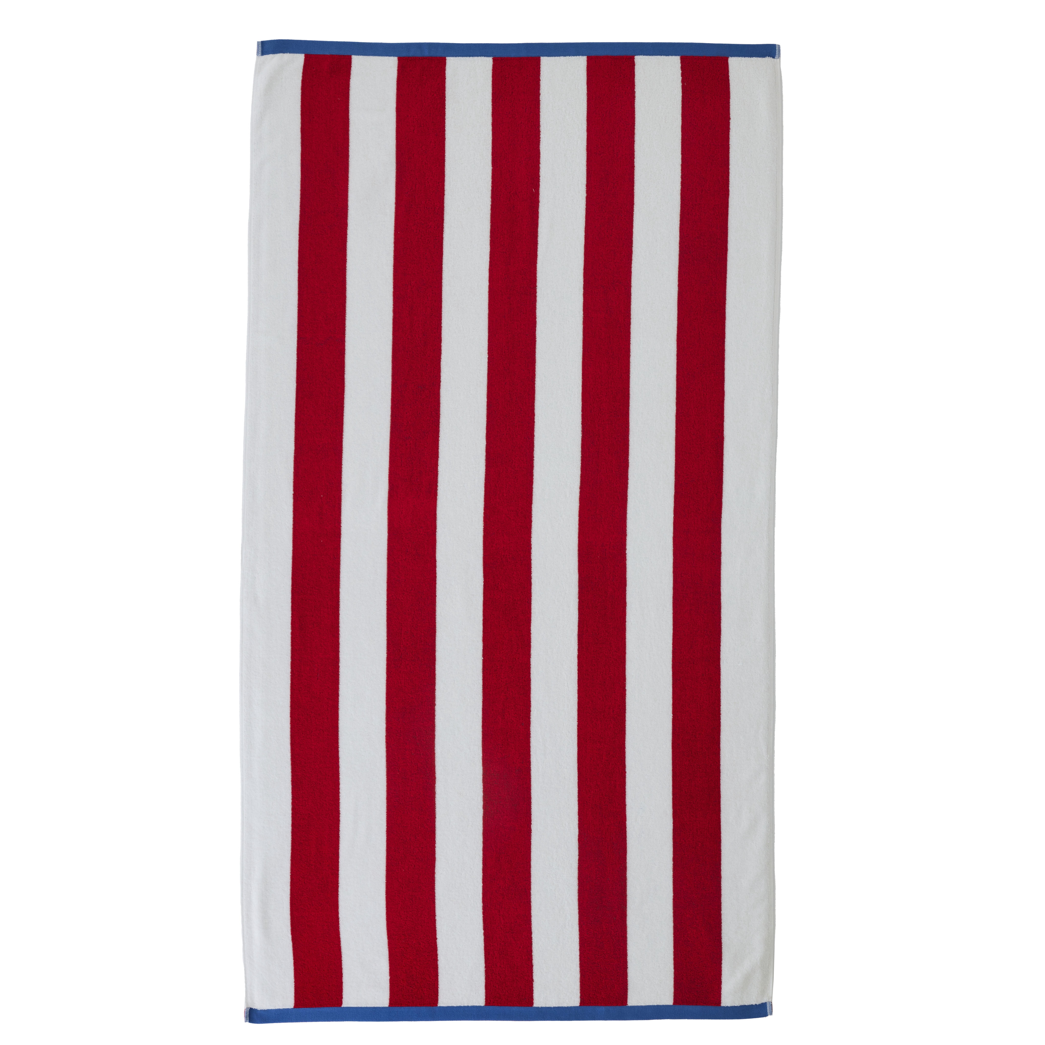 Better Homes & Gardens Oversized Reversible Cotton Blend Navy & Red Cabana Striped Beach Towel, 38” x 72"