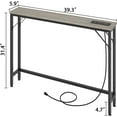 thumbnail image 4 of Jojoka 5.9" Narrow Sofa Table with Power Outlets, Slim Console Table, Farmhouse Behind Couch Table with Metal Frame & Wood Top for Entryway, Hallway, Foyer, Living Room - Rustic Grey, 4 of 7