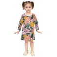 thumbnail image 2 of Girls' long-sleeved dress Orange Tropical Style Girls' A-line dress with ribbed cuffs Soft and comfortable, 2 of 6