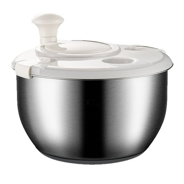 Centrifugadora de Ensalada de Acero Inoxidable, Centrifugadora de Lechuga, Lavadora de Frutas, Centrifugadora de Rápidos para Verduras y Pasta del Hogar