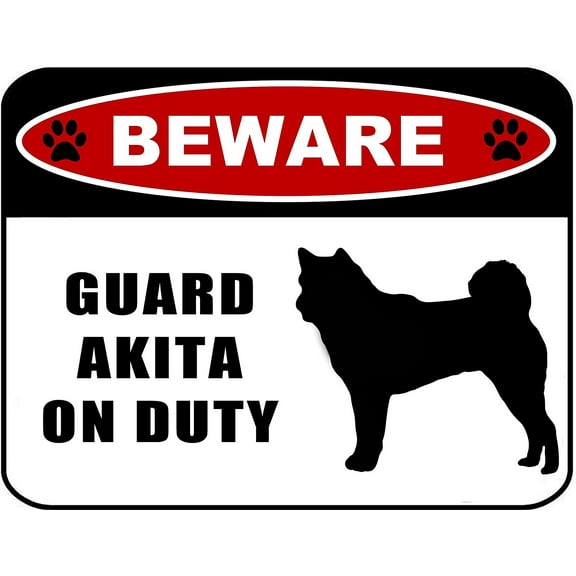 PCSCP Beware Guard Akita (Silhouette) on Duty 11.5 inch x 9 inch Laminated Dog Sign