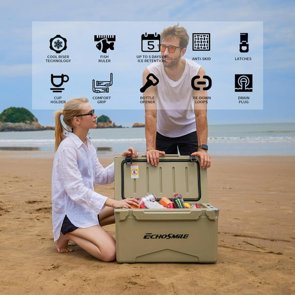 Glavbiku 35 Quart Protale Warming Box,Rotomolded Cooler,Ice Chest Cooler for Camping,Khaki