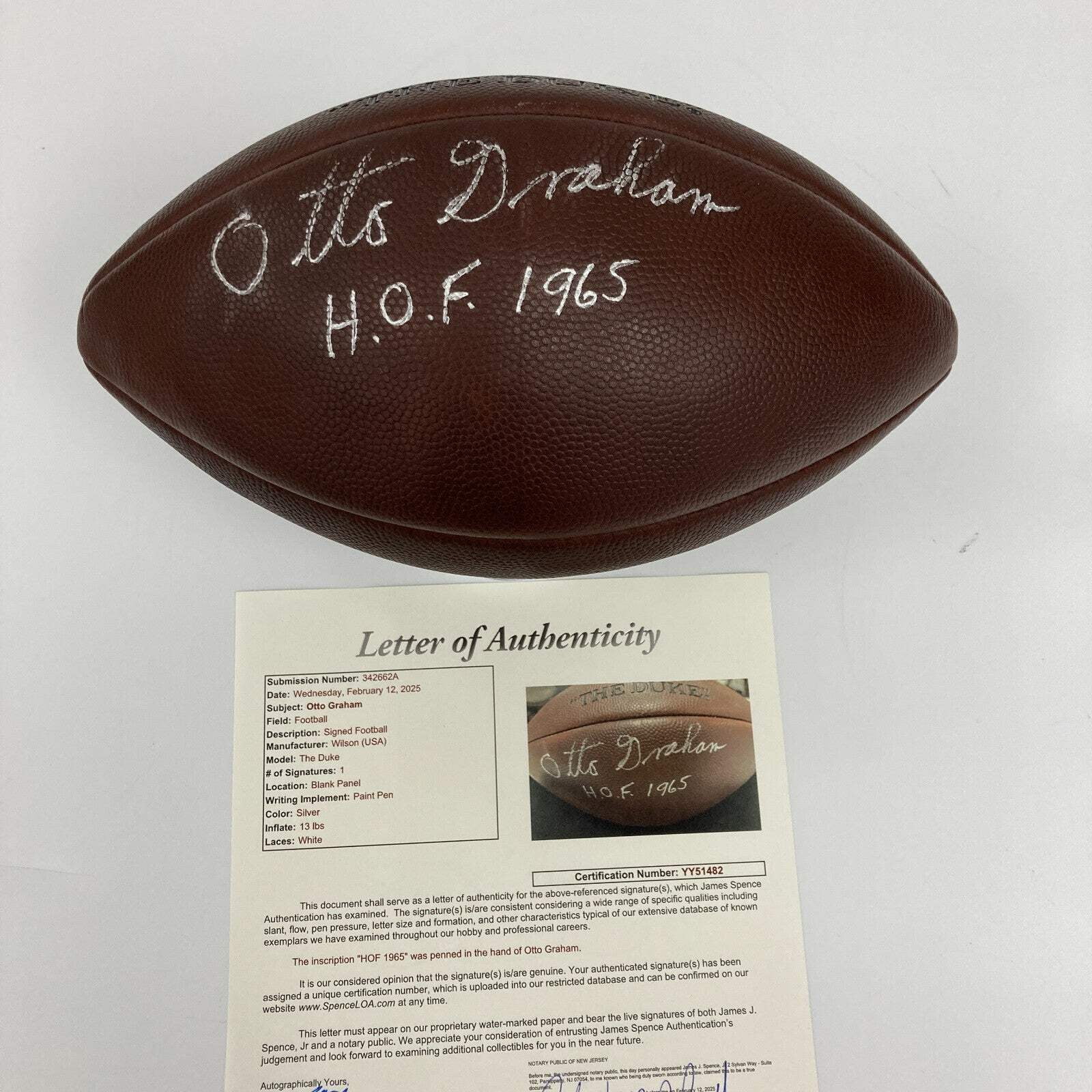 Ace Parker HOF 1972 Full Name Signed Wilson NFL Game Football JSA COA