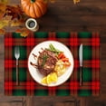 thumbnail image 6 of Christmas Plaid Placemats Set of 6,Washable Heat Resistant 12×18 Inch Linen Table Mats Green Red Place Mats for Party Outdoor Dining Décor, 6 of 6