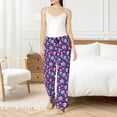 thumbnail image 6 of Lsque Skull Blue Flower Print Women's Pajama Pants, Lounge Pant - Comfortable Home Wear,Elastic Waistband, Stylish Design-Large, 6 of 9