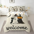 thumbnail image 2 of Manfei Kids Halloween Theme Bedding Comforter Set 7pcs, Spooky Animal Witch Full Bedding Set, Funny Pumpkin Lantern Fitted Sheet Flat Sheet, Microfiber Bedroom Decor, 2 of 8