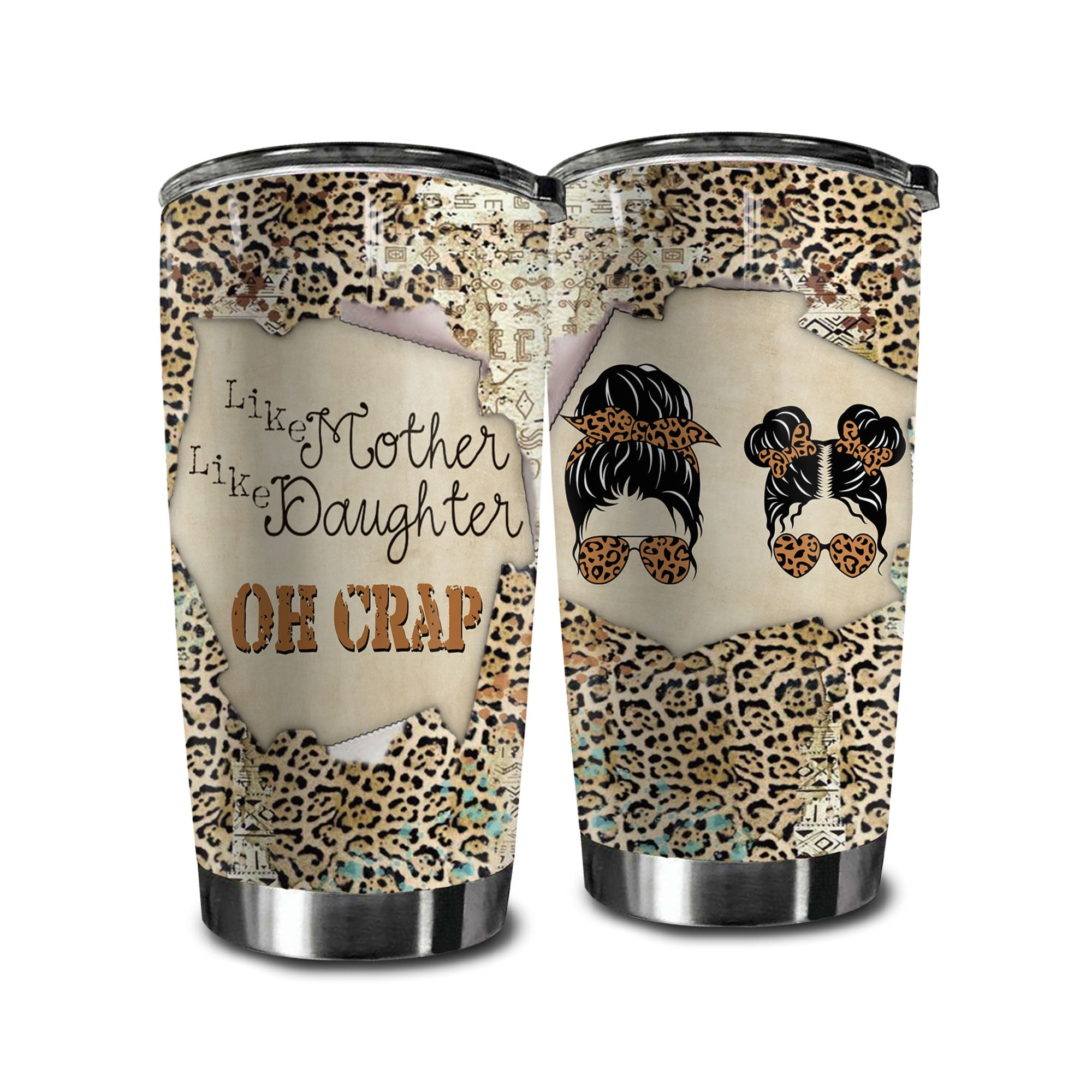 Mom Life Colorful Leopard Print Tumbler 20oz Stainless Steel Tumbler Gift For Her Valentine's Day Mother's Day Birthday Gift