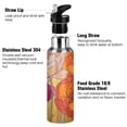 thumbnail image 3 of Yayeee 33oz Insulated Water Bottle Double Wall Stainless Steel with Flip Straw Lid, Orange Abstract Floral, 3 of 7