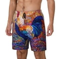 thumbnail image 2 of Haiem Rooster Oil Painting Mens Swim Trunks with Compression Liner 2 in 1 Swimming Shorts Stretch Swimwear Quick Dry,Board Shorts-Medium, 2 of 9