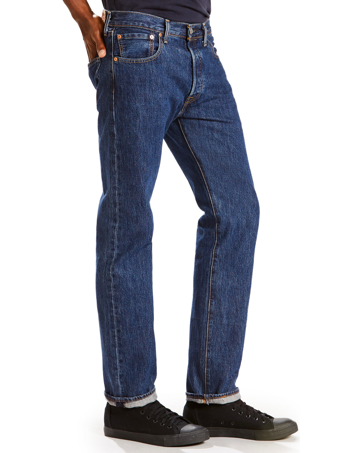 Levi's Men's 501 Original Straight Leg Jeans Dark Blue 34W x 32L  US - image 2 of 3