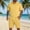 Yellow, variant on EliteGoogv Men Two Piece Set Mesh Short Sleeve Shirt And Shorts Casual Outfit For Men Summer Beach Matching Set Orange 2XL