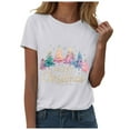 thumbnail image 5 of larppty Christmas Shirts for Women Christmas Tree Printed Tshirts Short Sleeve Round Neck Tops (White, S), 5 of 6