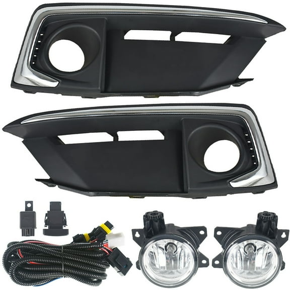 LABLT Front Bumper Fog Light Lamp Cover Set Fit for Honda Civic Coupe/Sedan 2019-2020 33950T5RA01 33950TBAA01