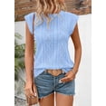 thumbnail image 3 of SMZ Women's Summer Tops Casual Crewneck Cap Sleeve Shirts Lightweight Crochet Knit Texture Tank Top Blouses, 3 of 6