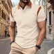thumbnail image 1 of pstuiky camisetas de manga corta para hombre, Camisa informal de color liso con cuello vuelto y manga corta de cedro para hombre camisetas de hombre s, 1 of 7