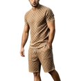 thumbnail image 4 of Gytharion 2 Piece Classic Summer Outfits for Men Round Neck Short Sleeve T-shirt with Elastic Waist Shorts Sets Soild Color Casual Sets, 4 of 8