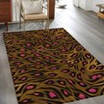 Brown Pink Leopard Washable Area Rugs 4'x6', Rustic Boho Vintage Grain ...