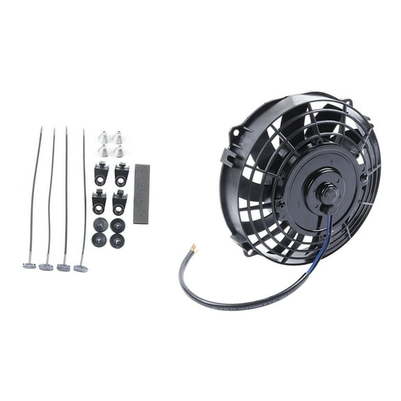 SCITOO 7inch Slim Fan Push Pull Electric Radiator Cooling Cooling 12V Mount Kit Plastic Black Universal